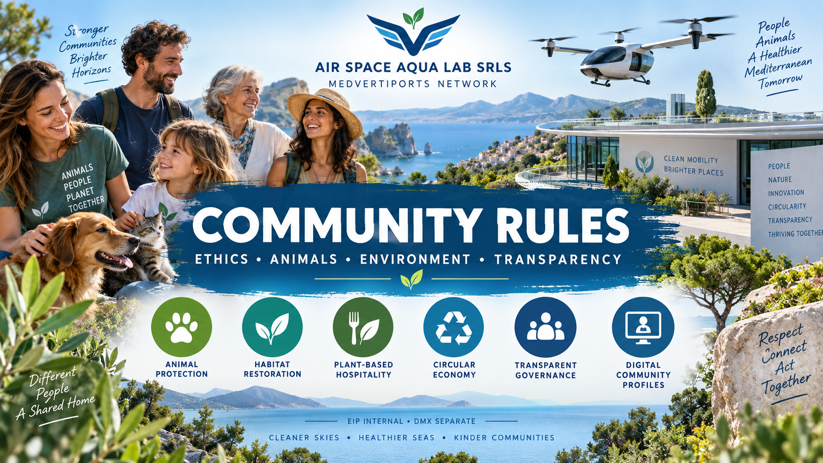 Regole della Community EcoAnimal, EIP e DMX — Air Space Aqua Lab Srls e MedVertiports Network